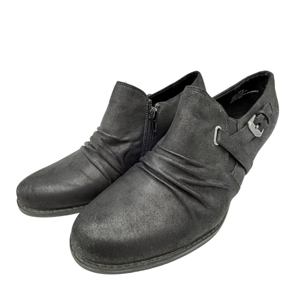 Yuu Womens Razzy  Black Ankle Boots 10M Buckle Comfort